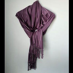 2/$15 Oversized Navy Blue Striped Cashmere Scarf